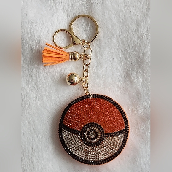Accessories - Orange and Gold Poké Ball Pokemon Keychain Bag Charm